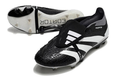 Men's Adidas Predator Elite Foldover Tongue FG Firm Ground Low-Tops Football Boots - Black/White/Grey