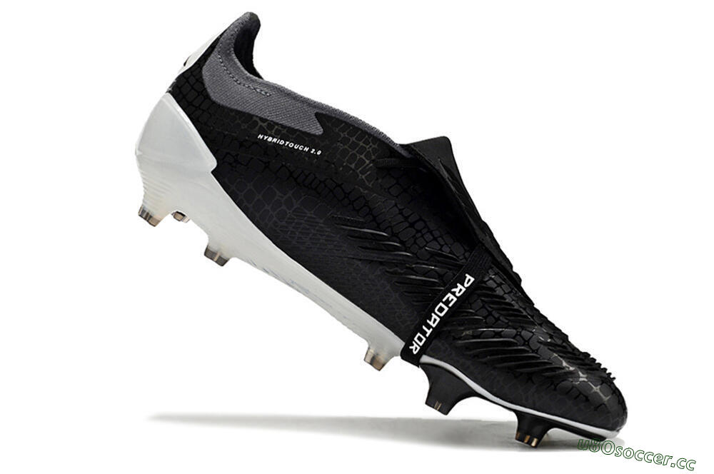 Men's Adidas Predator Elite Foldover Tongue FG Firm Ground Low-Tops Football Boots - Black/White/Grey 4