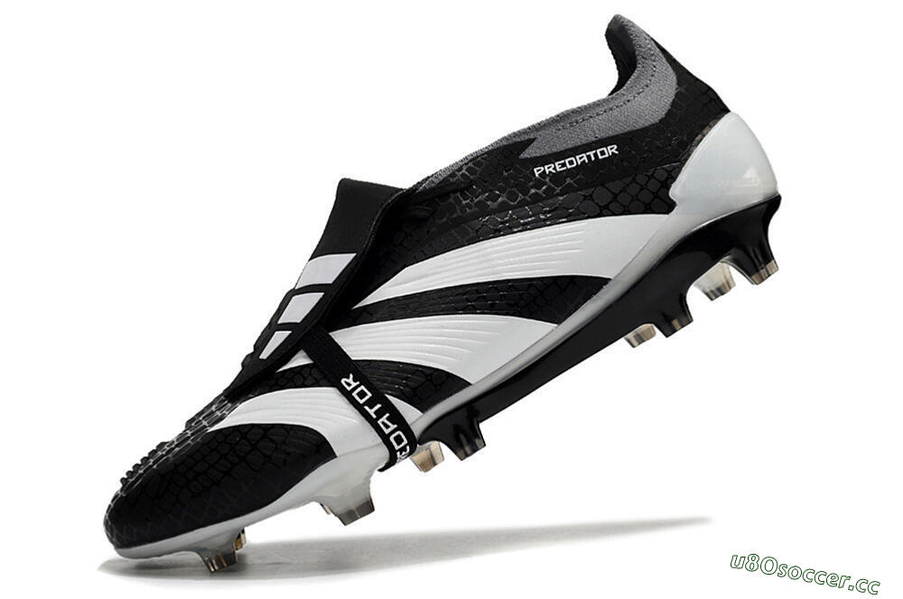Men's Adidas Predator Elite Foldover Tongue FG Firm Ground Low-Tops Football Boots - Black/White/Grey 5