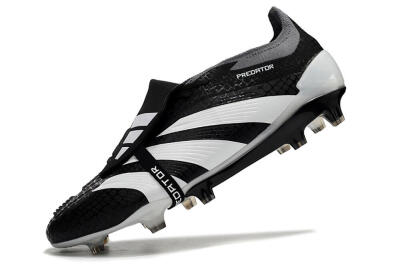 Men's Adidas Predator Elite Foldover Tongue FG Firm Ground Low-Tops Football Boots - Black/White/Grey