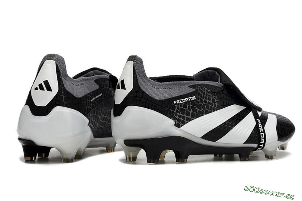 Men's Adidas Predator Elite Foldover Tongue FG Firm Ground Low-Tops Football Boots - Black/White/Grey 6