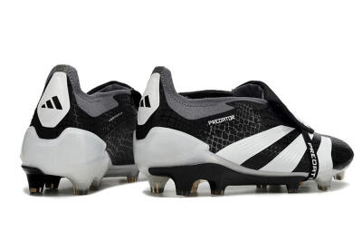 Men's Adidas Predator Elite Foldover Tongue FG Firm Ground Low-Tops Football Boots - Black/White/Grey