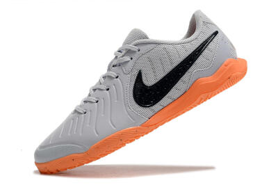 Men's Nike Tiempo Legend 10 Elite IC Indoor & Futsal Low-Tops Football Shoes - Grey/Black/Orange