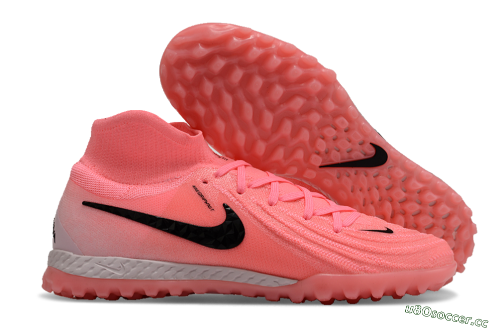 Men's Nike Phantom Luna Elite NU TF Artificial Turf High-Tops Football Shoes - Red/Pink/Black 2