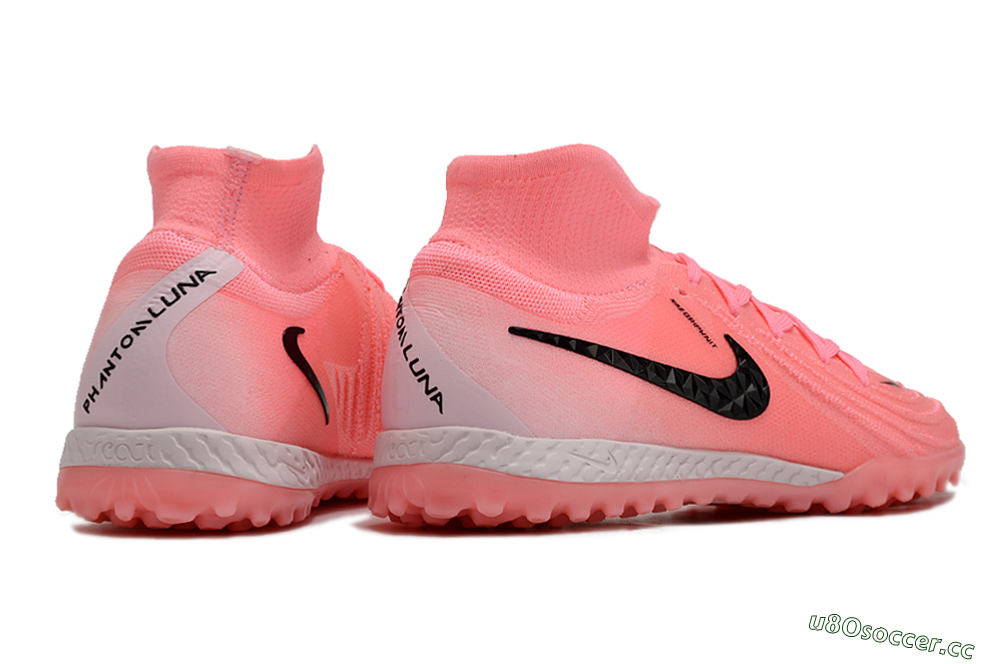 Men's Nike Phantom Luna Elite NU TF Artificial Turf High-Tops Football Shoes - Red/Pink/Black 6