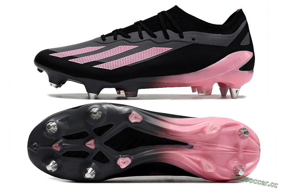 Men's Adidas X Crazyfast.1 SG Soft Ground Low-Tops Football Boots - Black/Pink/Grey 1