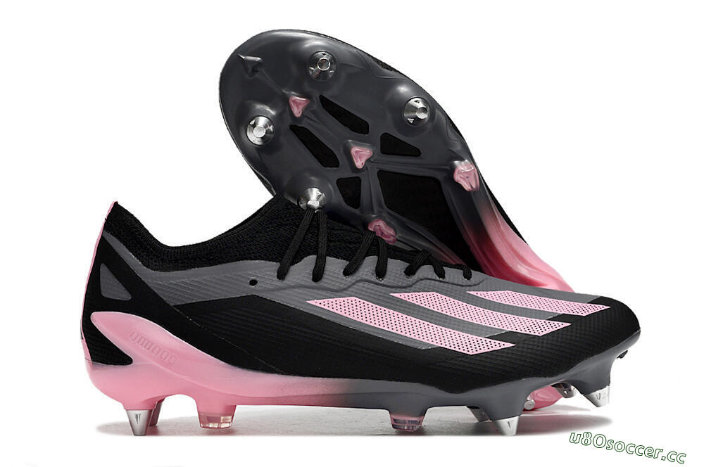 Men's Adidas X Crazyfast.1 SG Soft Ground Low-Tops Football Boots - Black/Pink/Grey 2