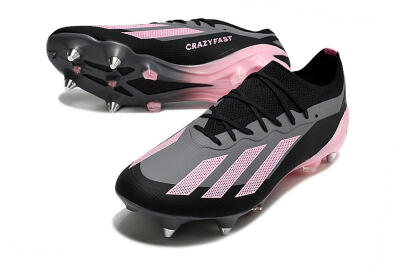 Men's Adidas X Crazyfast.1 SG Soft Ground Low-Tops Football Boots - Black/Pink/Grey