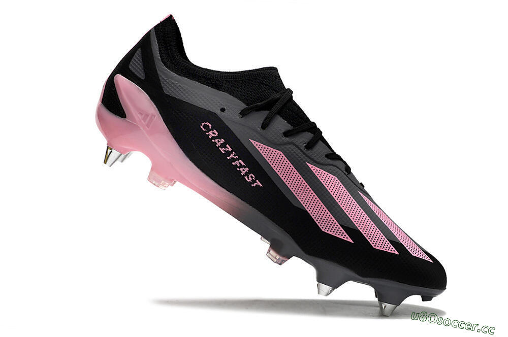 Men's Adidas X Crazyfast.1 SG Soft Ground Low-Tops Football Boots - Black/Pink/Grey 4