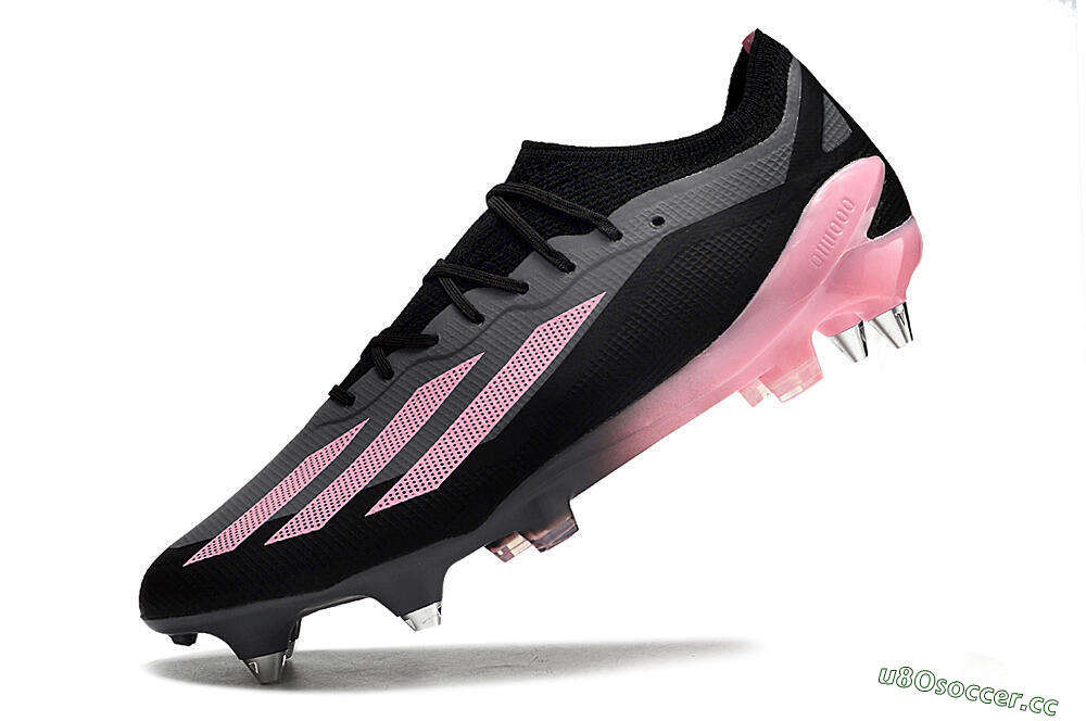 Men's Adidas X Crazyfast.1 SG Soft Ground Low-Tops Football Boots - Black/Pink/Grey 5