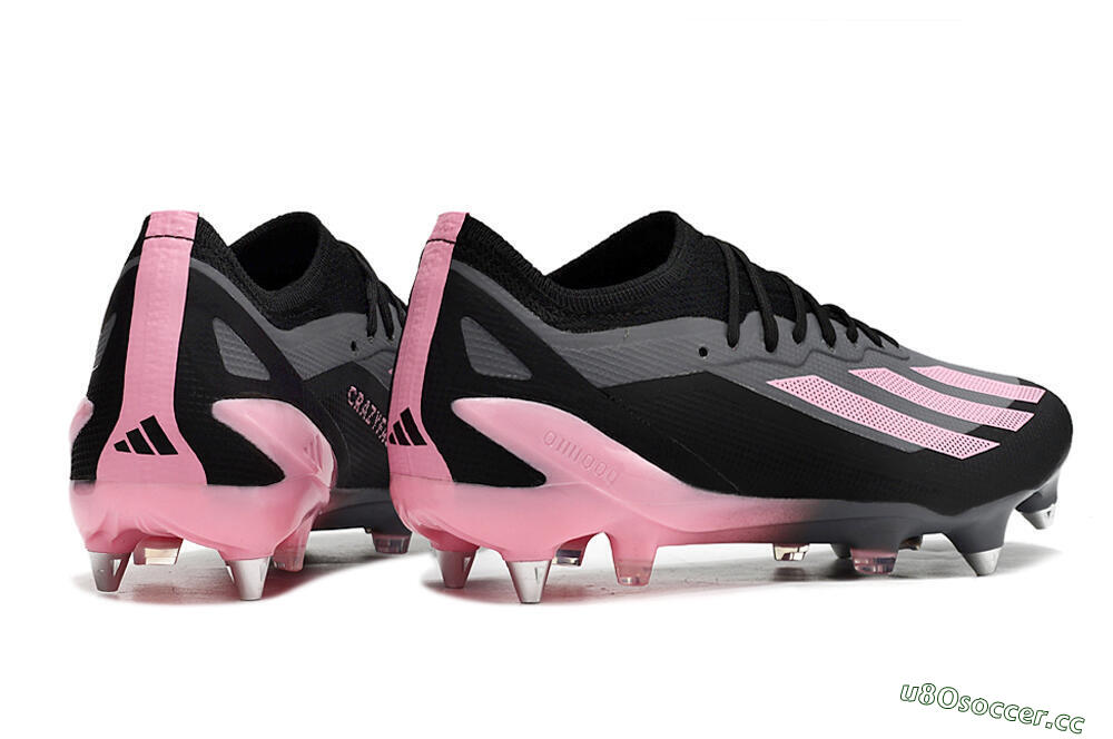Men's Adidas X Crazyfast.1 SG Soft Ground Low-Tops Football Boots - Black/Pink/Grey 6