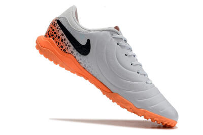 Men's Nike Tiempo Legend 10 Elite TF Artificial Turf Low-Tops Football Shoes - Grey/Black/Orange