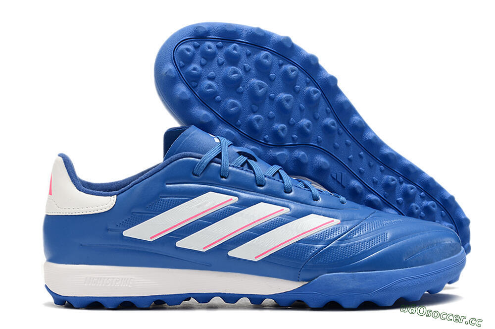 Men's Adidas Copa Pure.3 TF Artificial Turf Low-Tops Football Shoes - Blue/White/Pink 2