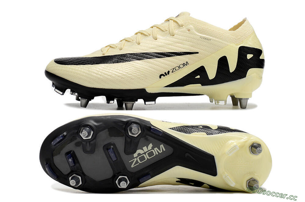 Men's Nike Air Zoom Mercurial Vapor 15 Elite SG Soft Ground Low-Tops Football Boots - Beige/Black 1