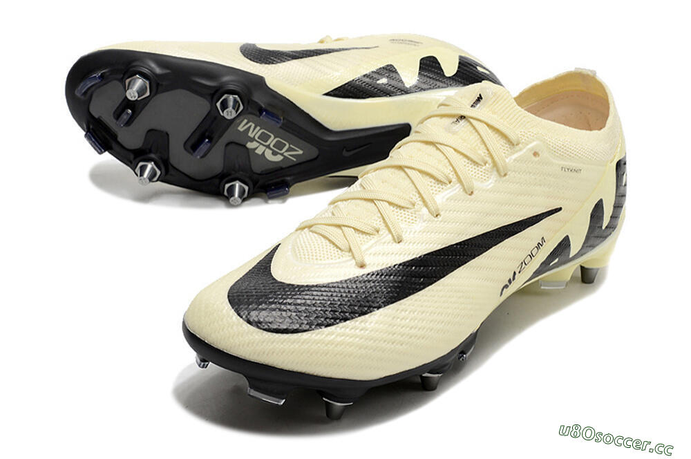 Men's Nike Air Zoom Mercurial Vapor 15 Elite SG Soft Ground Low-Tops Football Boots - Beige/Black 3