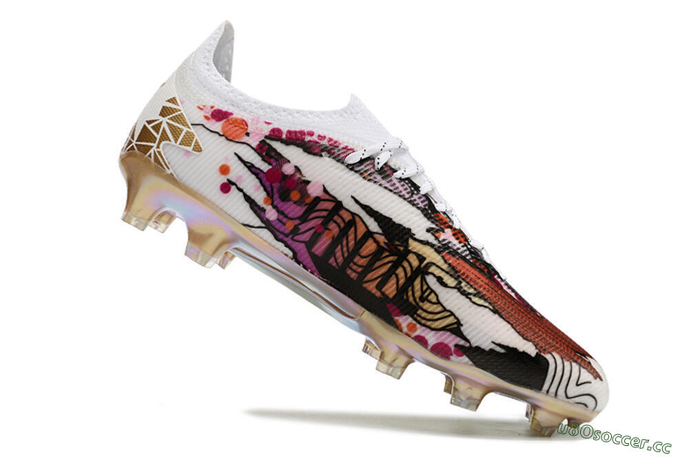 Men's Puma Ultra Ultimate FG Firm Ground Low-Tops Football Boots - White/Black/Red/Blue 4