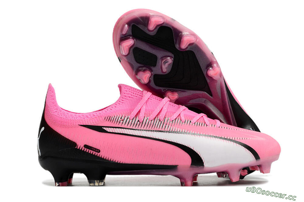 Men's Puma Ultra Ultimate FG Firm Ground Low-Tops Football Boots - Pink/White/Black 2