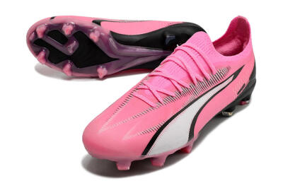 Men's Puma Ultra Ultimate FG Firm Ground Low-Tops Football Boots - Pink/White/Black