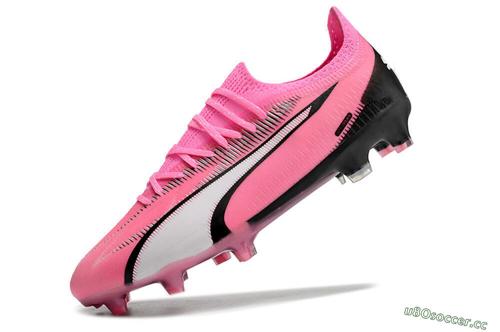Men's Puma Ultra Ultimate FG Firm Ground Low-Tops Football Boots - Pink/White/Black 5