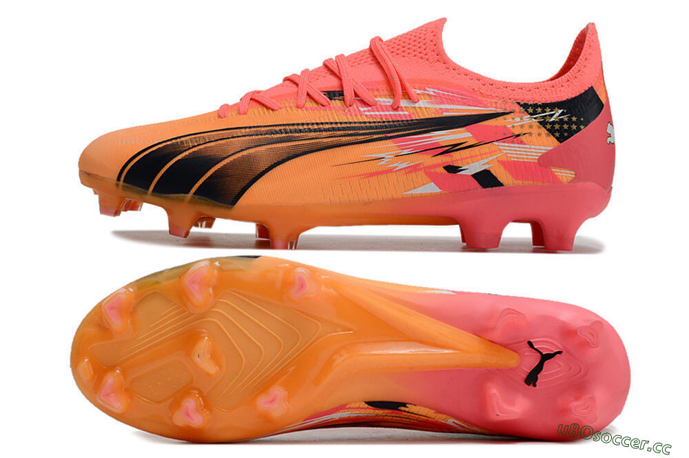 Men's Puma Ultra Ultimate FG Firm Ground Low-Tops Football Boots - Yellow/Black/Red 1