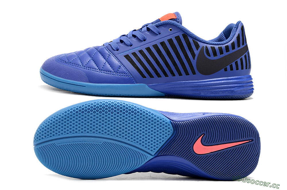 Men's Nike Lunar Gato 2 IC Indoor & Futsal Low-Tops Football Shoes - Blue/Black/Pink 1