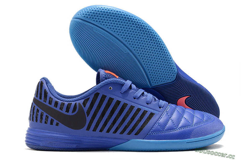 Men's Nike Lunar Gato 2 IC Indoor & Futsal Low-Tops Football Shoes - Blue/Black/Pink 2