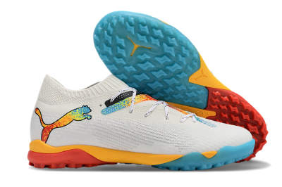 Men's Puma Future Ultimate TF Artificial Turf Low-Tops Football Shoes - White/Blue/Yellow/Red