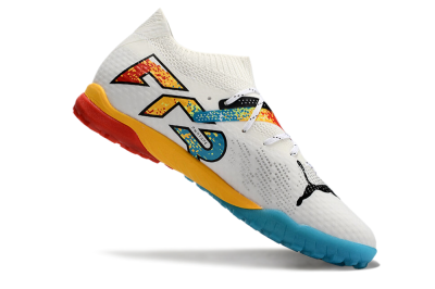 Men's Puma Future Ultimate TF Artificial Turf Low-Tops Football Shoes - White/Blue/Yellow/Red