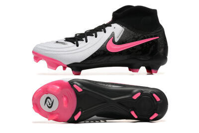 Men's Nike Phantom Luna Elite FG Firm Ground High-Tops Football Boots - White/Black/Pink
