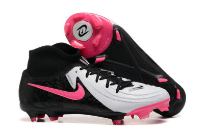 Men's Nike Phantom Luna Elite FG Firm Ground High-Tops Football Boots - White/Black/Pink