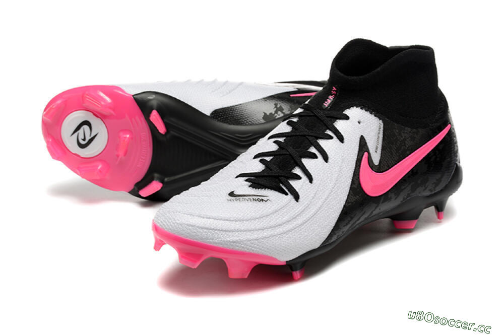 Men's Nike Phantom Luna Elite FG Firm Ground High-Tops Football Boots - White/Black/Pink 3