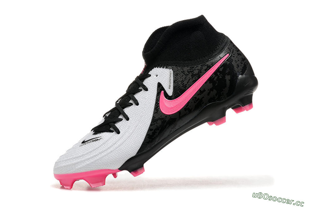 Men's Nike Phantom Luna Elite FG Firm Ground High-Tops Football Boots - White/Black/Pink 8