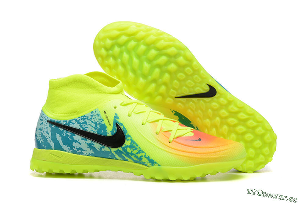 Men's Nike Phantom GX 2 Luna Elite TF Artificial Turf High-Tops Football Shoes - Yellow/Blue/Black 2