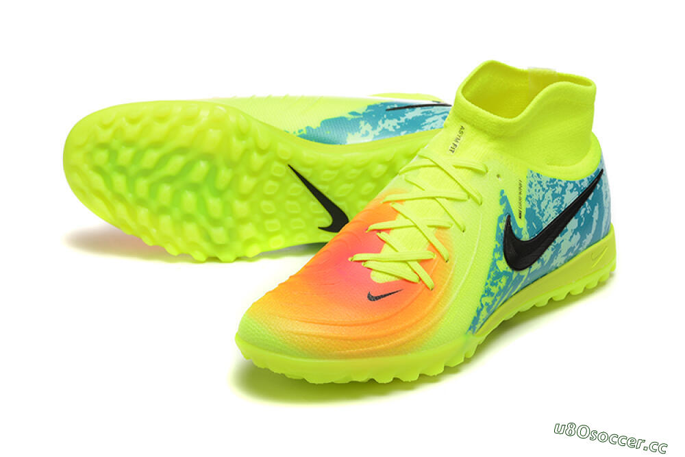Men's Nike Phantom GX 2 Luna Elite TF Artificial Turf High-Tops Football Shoes - Yellow/Blue/Black 3