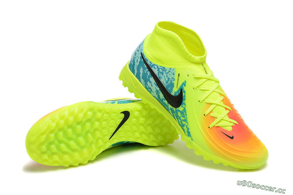 Men's Nike Phantom GX 2 Luna Elite TF Artificial Turf High-Tops Football Shoes - Yellow/Blue/Black 4