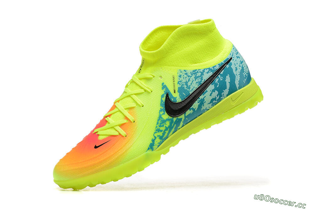 Men's Nike Phantom GX 2 Luna Elite TF Artificial Turf High-Tops Football Shoes - Yellow/Blue/Black 8