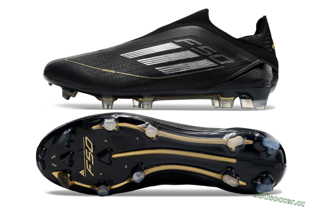 Men's Adidas F50 Adizero FG Firm Ground Low-Tops Football Boots - Black/Silver/Gold 1