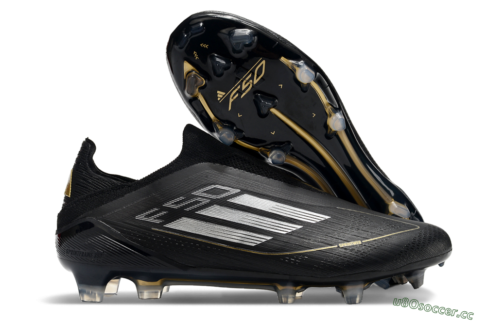Men's Adidas F50 Adizero FG Firm Ground Low-Tops Football Boots - Black/Silver/Gold 2