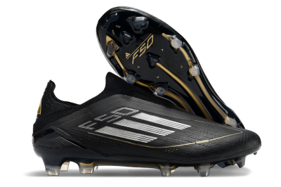 Men's Adidas F50 Adizero FG Firm Ground Low-Tops Football Boots - Black/Silver/Gold