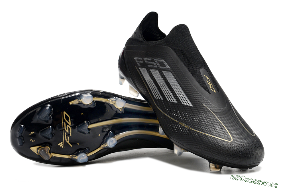 Men's Adidas F50 Adizero FG Firm Ground Low-Tops Football Boots - Black/Silver/Gold 3