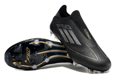 Men's Adidas F50 Adizero FG Firm Ground Low-Tops Football Boots - Black/Silver/Gold