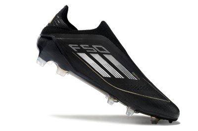Men's Adidas F50 Adizero FG Firm Ground Low-Tops Football Boots - Black/Silver/Gold