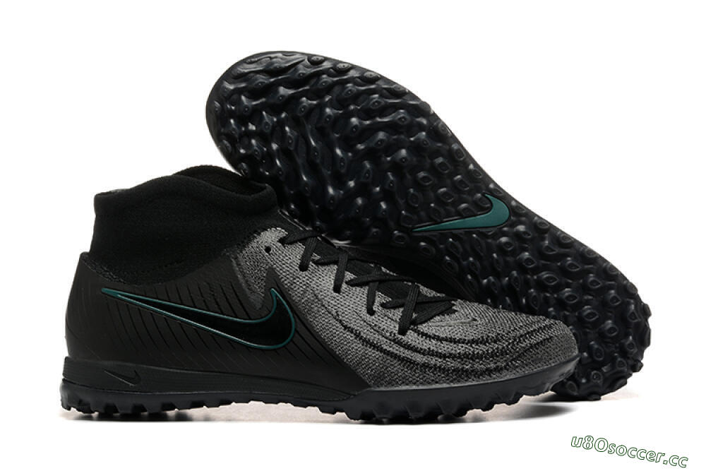 Men's Nike Phantom GX 2 Luna Elite TF Artificial Turf High-Tops Football Shoes - Grey/Black/Jade 2