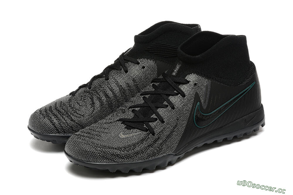 Men's Nike Phantom GX 2 Luna Elite TF Artificial Turf High-Tops Football Shoes - Grey/Black/Jade 5