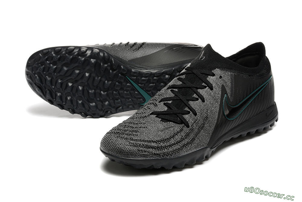 Men's Nike Phantom GX 2 Elite TF Artificial Turf Low-Tops Football Shoes - Grey/Black/Jade 3