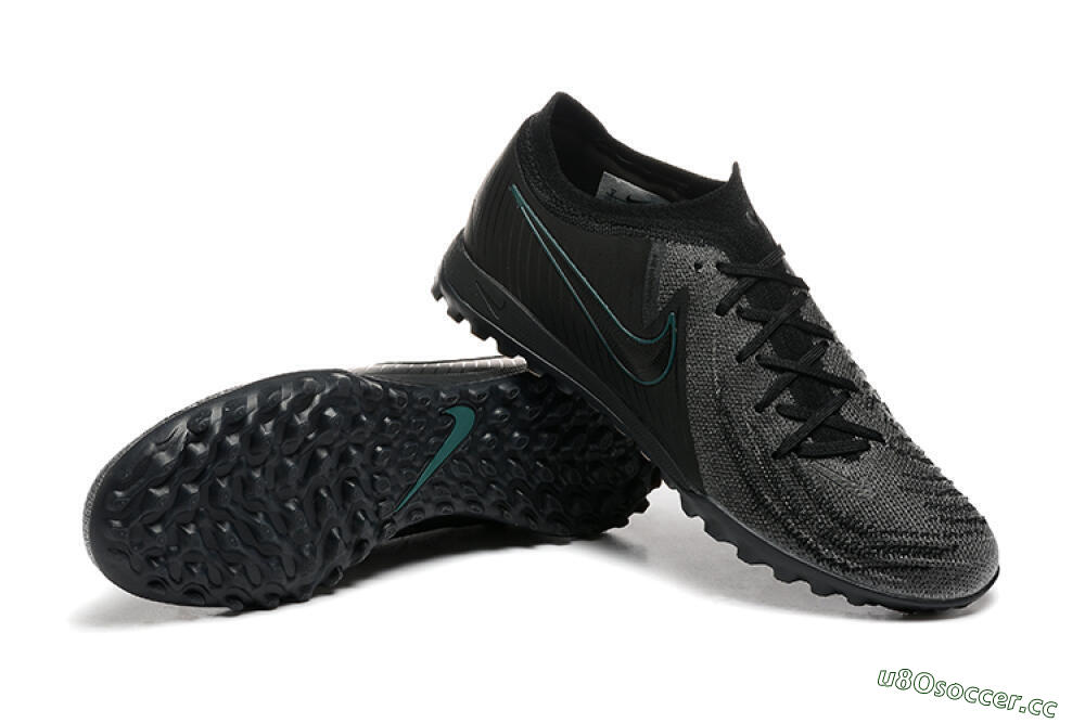 Men's Nike Phantom GX 2 Elite TF Artificial Turf Low-Tops Football Shoes - Grey/Black/Jade 4