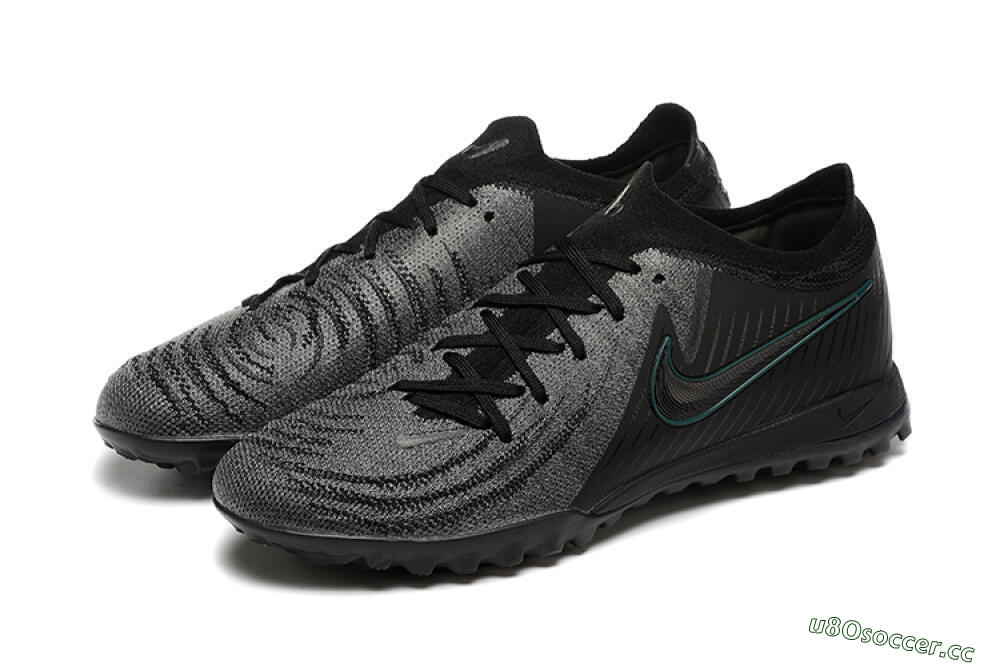 Men's Nike Phantom GX 2 Elite TF Artificial Turf Low-Tops Football Shoes - Grey/Black/Jade 5