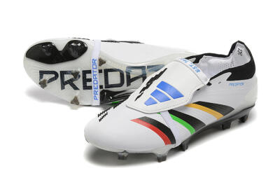 Men's Adidas Predator Elite Foldover Tongue FG Firm Ground Low-Tops Football Boots - White/Rainbow