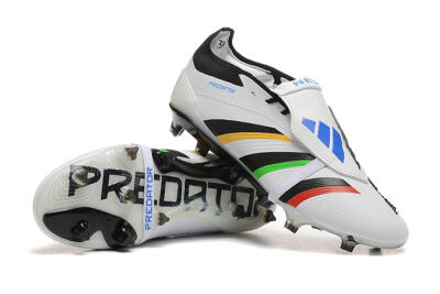 Men's Adidas Predator Elite Foldover Tongue FG Firm Ground Low-Tops Football Boots - White/Rainbow