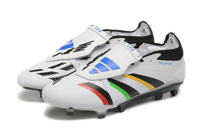 Men's Adidas Predator Elite Foldover Tongue FG Firm Ground Low-Tops Football Boots - White/Rainbow